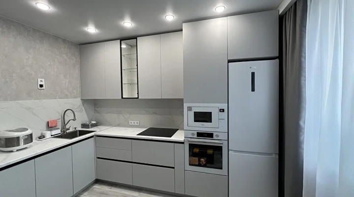 Кухня угловая минимализм — Серая