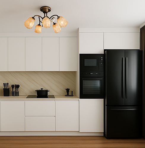 Кухня П-образная минимализм — Белая